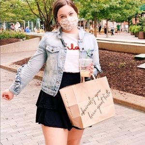 Black smocked ruffle tiered skirt